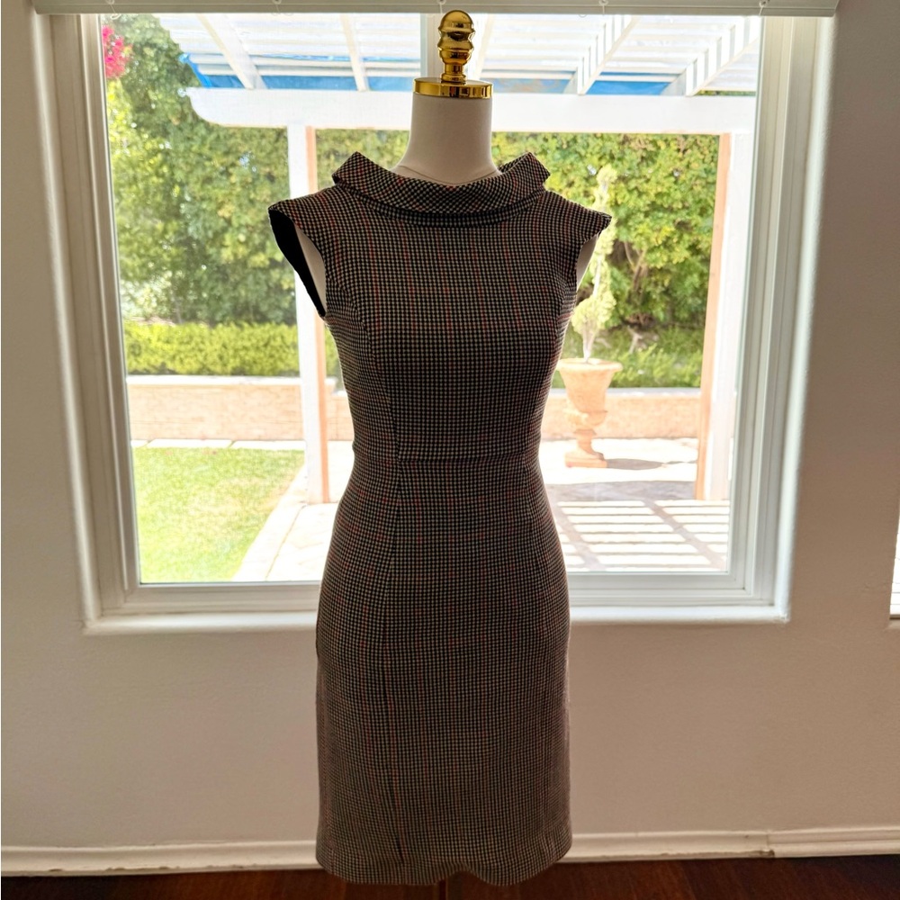 Brooks Brothers Black and White Houndstooth Sheath Dress